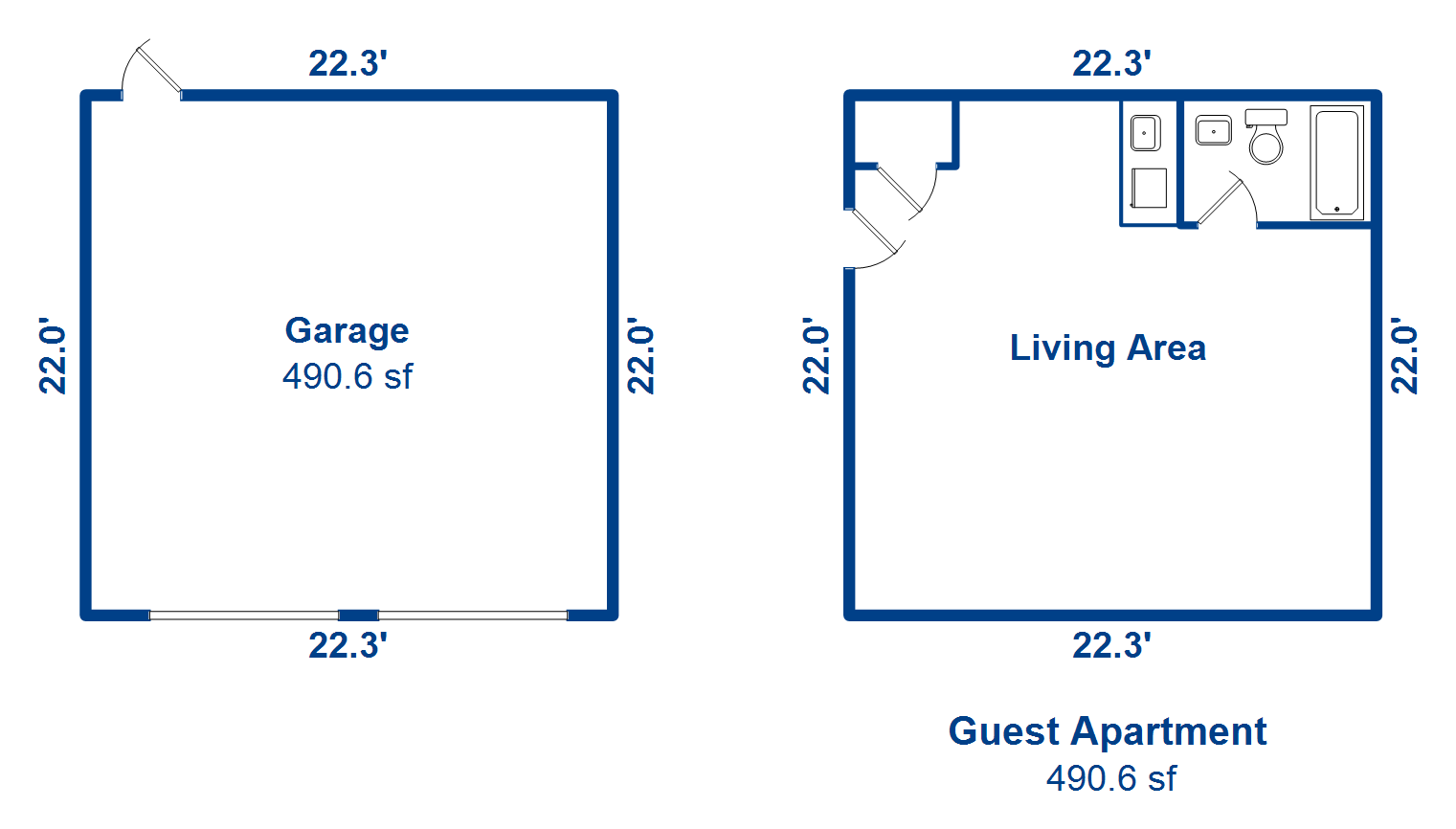 Floor plan of the detached garage and guest apartment above it